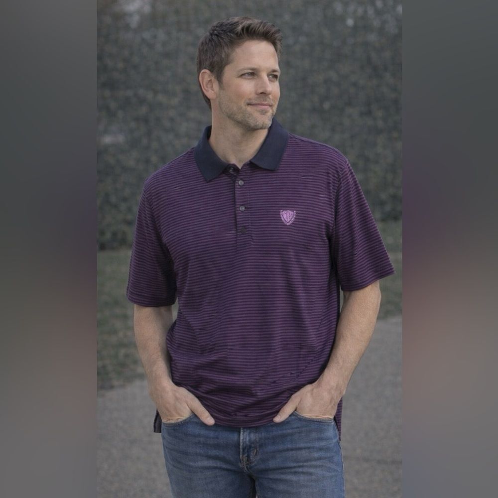 Purple Striped Cutter Buck Golf Polo